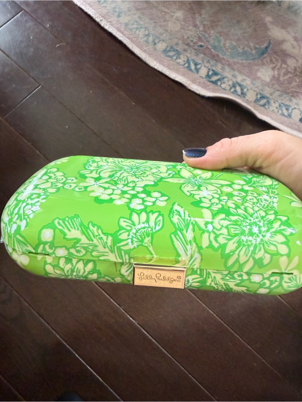 Lilly Pulitzer Lime Green Floral Hard Clam Shell Sunglass Case
